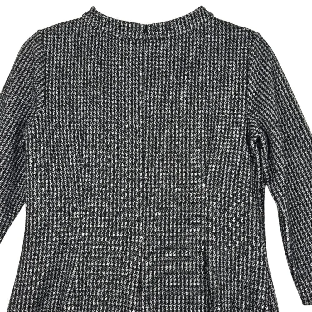 Boden Opal Jersey Dress Women 8P Petite Jacquard Houndstooth Mod Shift Mock Neck - Picture 9 of 12